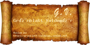 Grünblatt Valdemár névjegykártya
